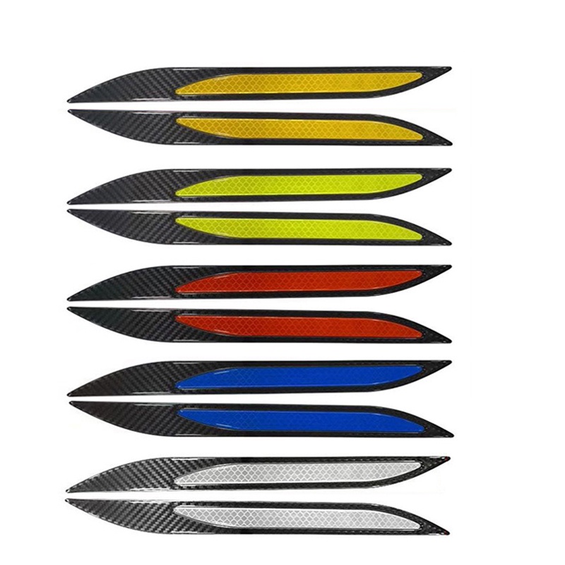 2 Miếng Dán Phản Quang Họa Tiết Sợi Carbon Chống Trầy Cho Xe Hơi