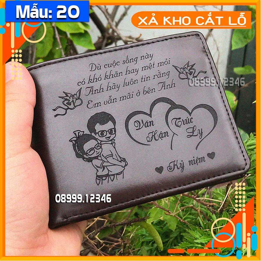 Ví nam chất da bò khắc tên con giáp logo đẹp - KLAKA