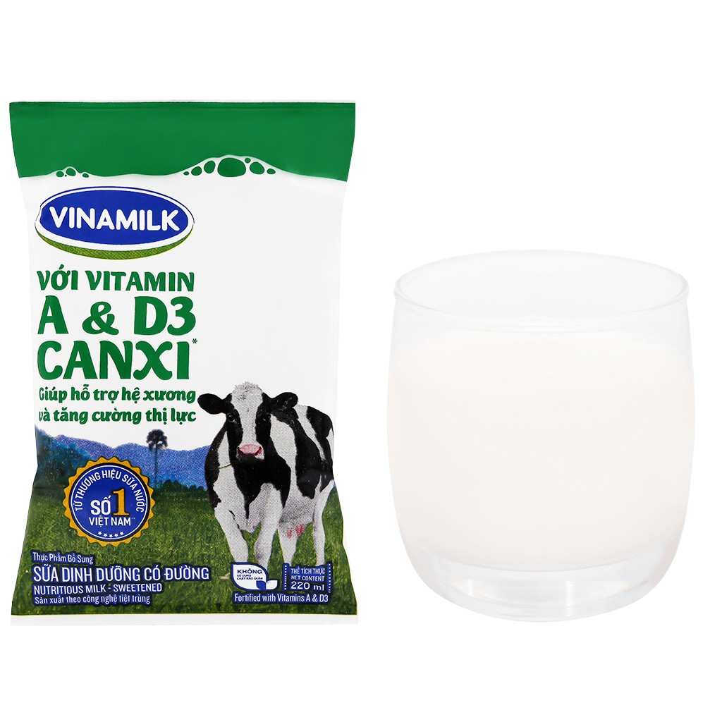 7 Bịt Sữa dinh dưỡng Vinamilk A&D3 bịch 220ml