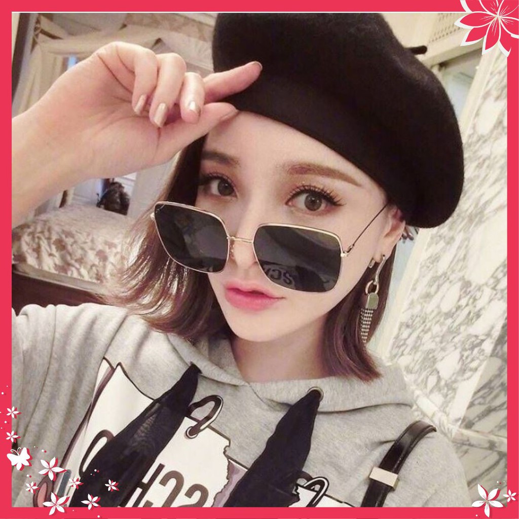 Kính ulzzang gọng vàng mắt đen vuông (VU1)