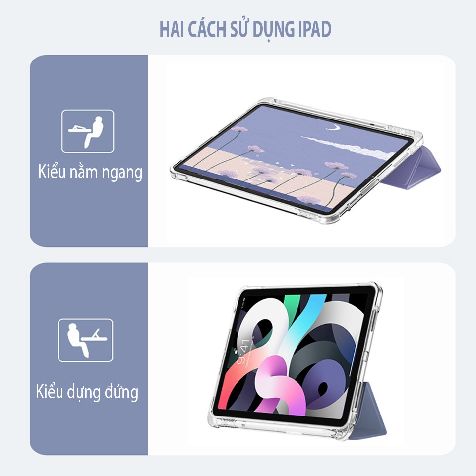 [Free 50 Sticker] Bao Da iPad Có Khay Giữ Bút, Mặt Lưng Silicone Trong Mờ (S42) | BigBuy360 - bigbuy360.vn