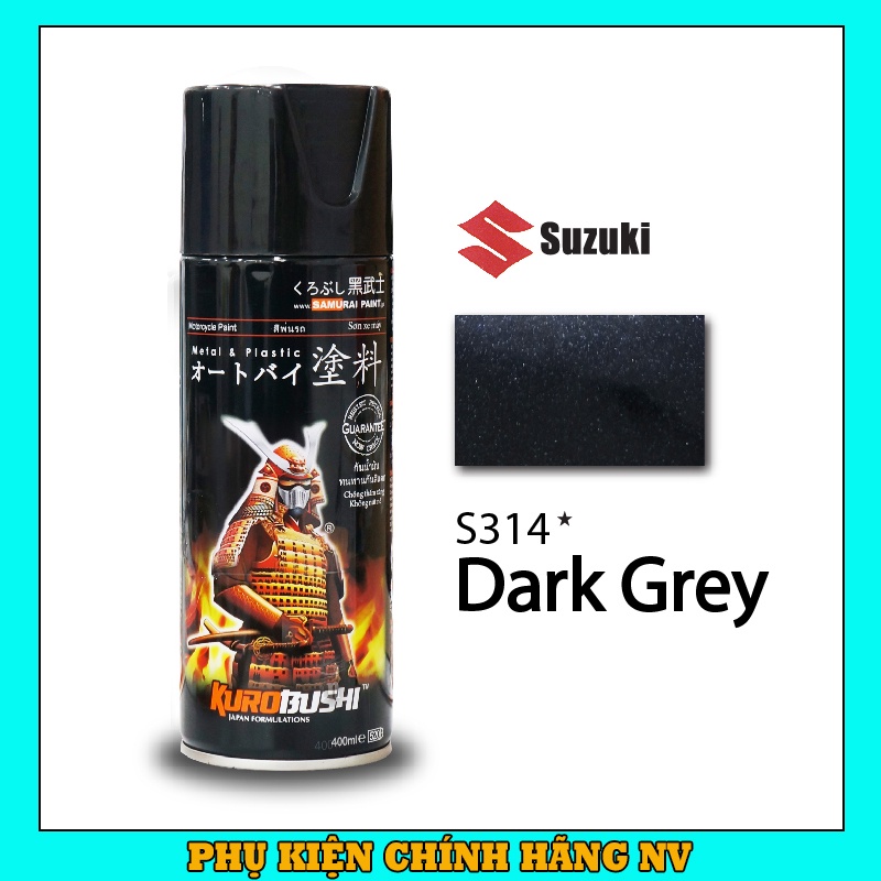 Sơn Samurai màu xám đậm S314 chính hãng, sơn xịt dàn áo xe máy chịu nhiệt, chống nứt nẻ, kháng xăng