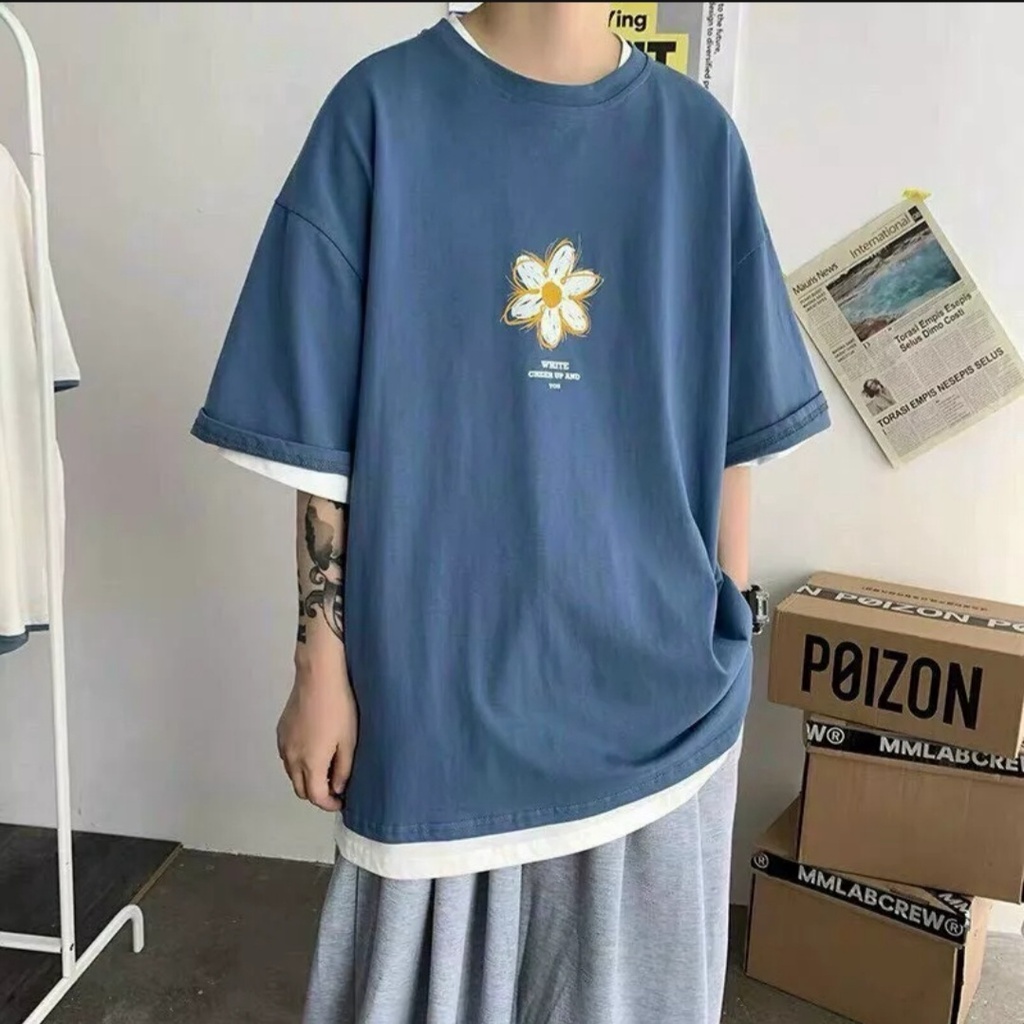 Áo Thun Tay Lỡ Nam Nữ in hình hoa cúc siêu cute