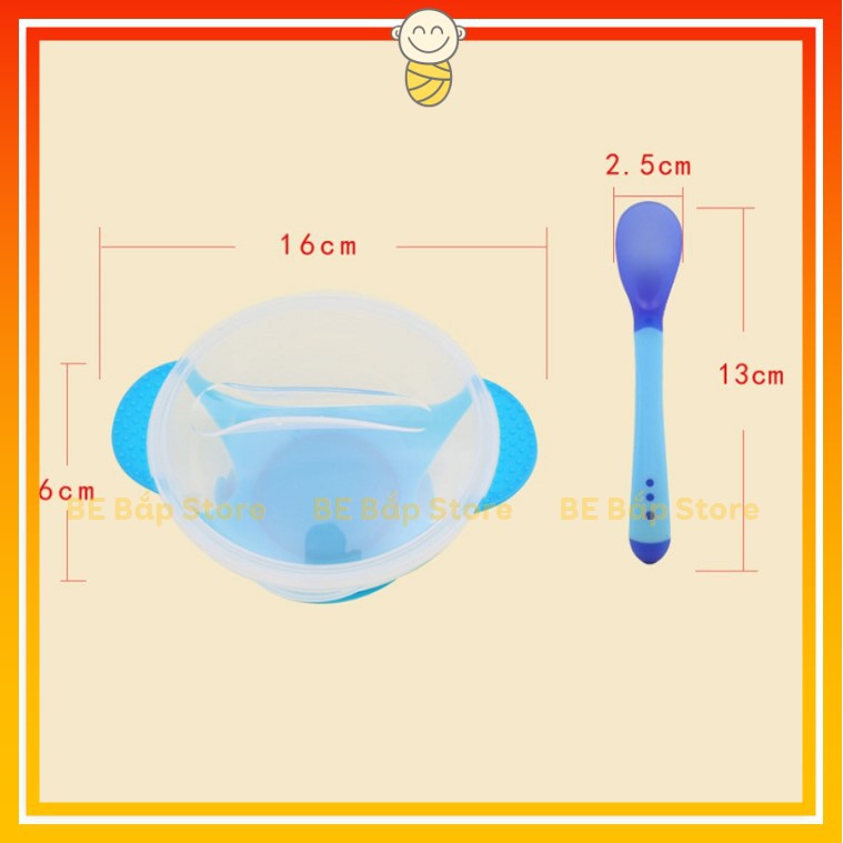 ⚡BÁN LỖ XIN ĐÁNH GIÁ 5 SAO⚡Bát Ăn Dặm Có Đế Silicon Chống Đổ Kèm Thìa Báo Nóng