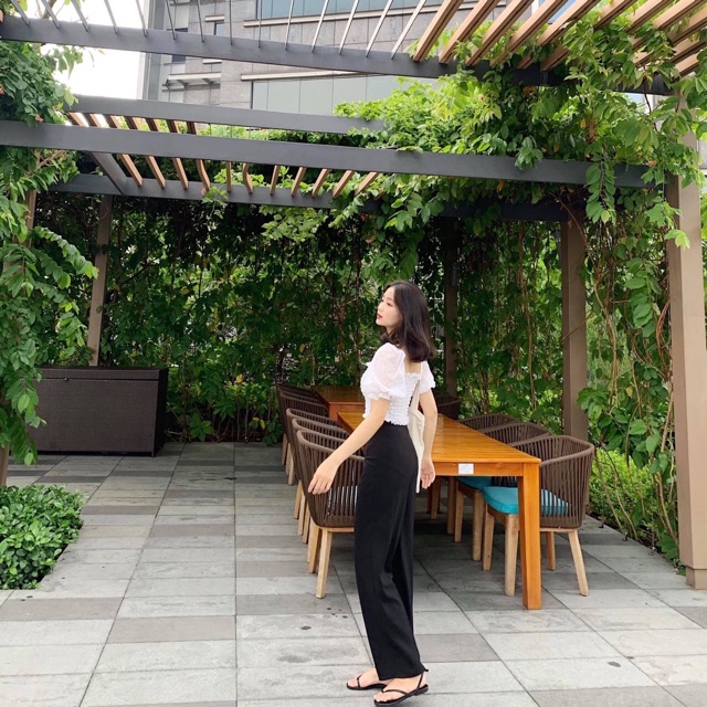 Set voan áo bo nhúng quần culottes 2MÀU NHƯ HÌNH