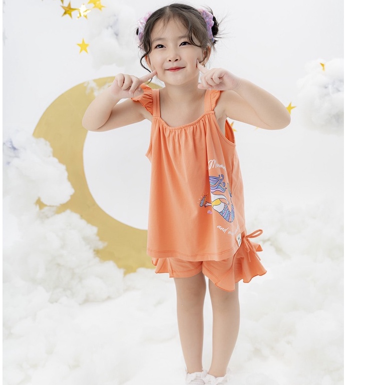 Đồ bộ hai dây bé gái ILABY cánh tiên in tiên cá chất liệu cotton thoáng mát [50IG09530522]