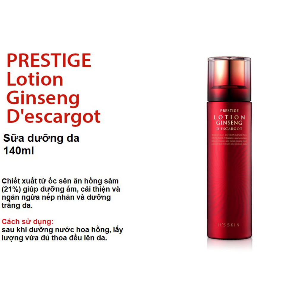 Bộ Dưỡng Da Ốc Sên Hồng Sâm It's skin PRESTIGE Ginseng D'escargot Special SET