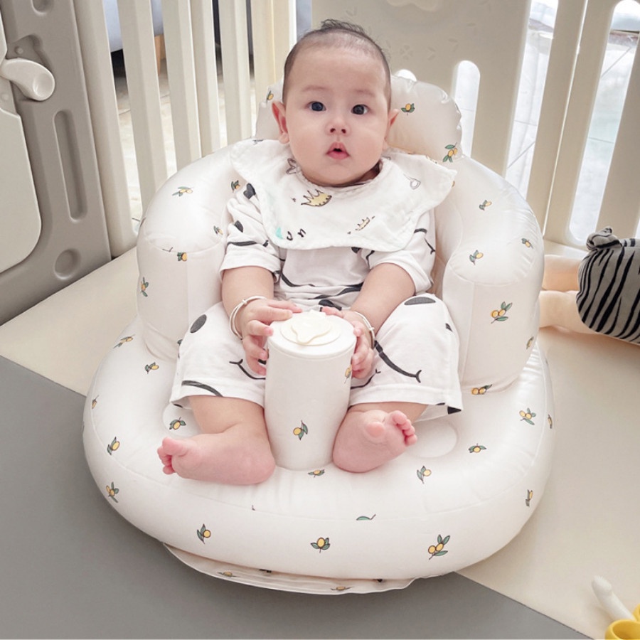 Ghế Hơi Tập Ngồi Bar Rot Có Hộp Playing Cho Bé Phong Cách Hàn Quốc, Ghế Tập Ăn Dặm Bơm Hơi Cho Bé- Lỗi 1 Đổi 1