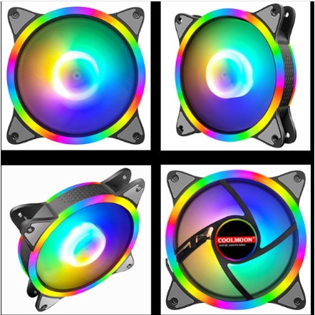 Quạt làm mát, Fan Case PC Coolmoon S3 - Fan Led 5 màu cả viền và lõi - Mới 100%, Tặng kèm 4 ốc