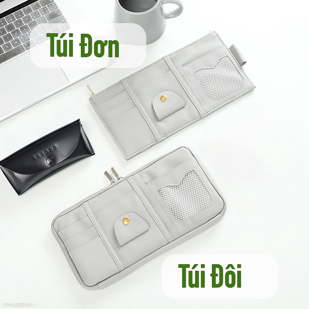 Túi đựng vật dụng nhiều ngăn nhét giấy tờ thẻ mắt kính treo tấm chắn nắng ô tô, xe hơi túi đơn và túi đôi nhiều màu