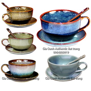 Chén đựng mắm, nước sốt, đĩa muối, khay chữ nhật 2 ngăn OANH GIA AUTHENTIC BAT TRANG - Men hỏa biến cao cấp