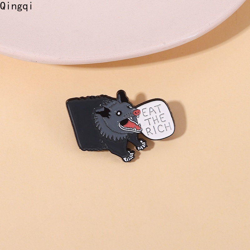 Huy hiệu cài áo MISS ZOE bằng hợp kim tráng men phong cách hoạt hình Eat The Rich Yelling dễ thương