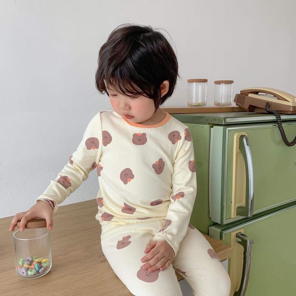 Bộ homewear mặc nhà, giữ nhiệt thu đông co giãn hoạ tiết dễ thương made in Korea cho bé thời trang trẻ em BABYKOREA