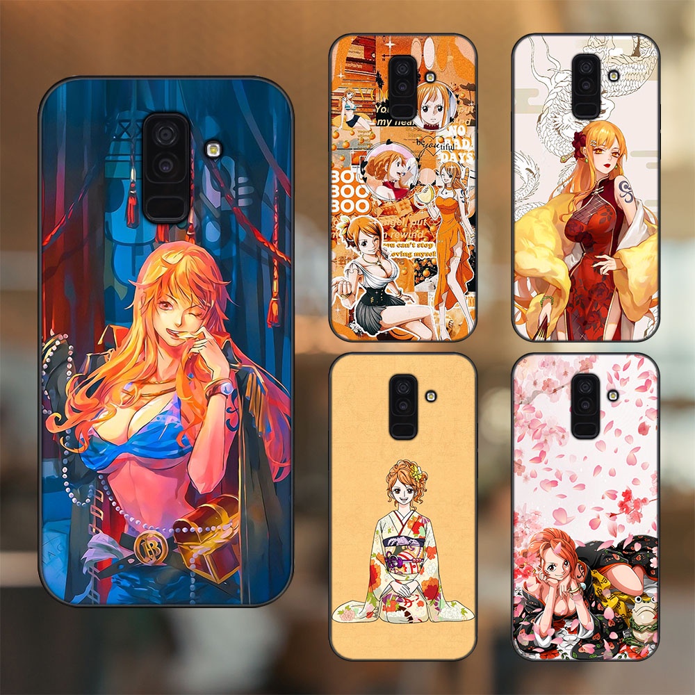 Ốp lưng Samsung A6 Plus viền đen in hình Nami One Piece Đảo Hải Tặc