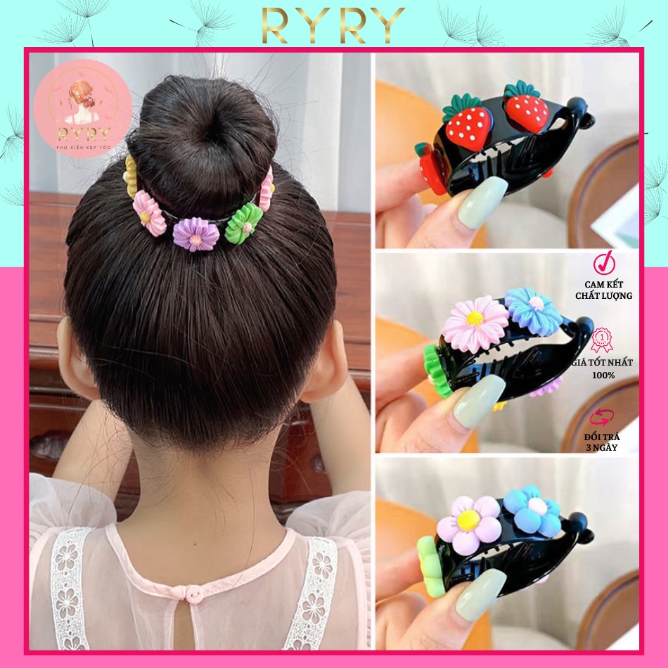 Kẹp Tóc Búi Vòng Đính Hoa Xinh Xắn Cho Bé Gái