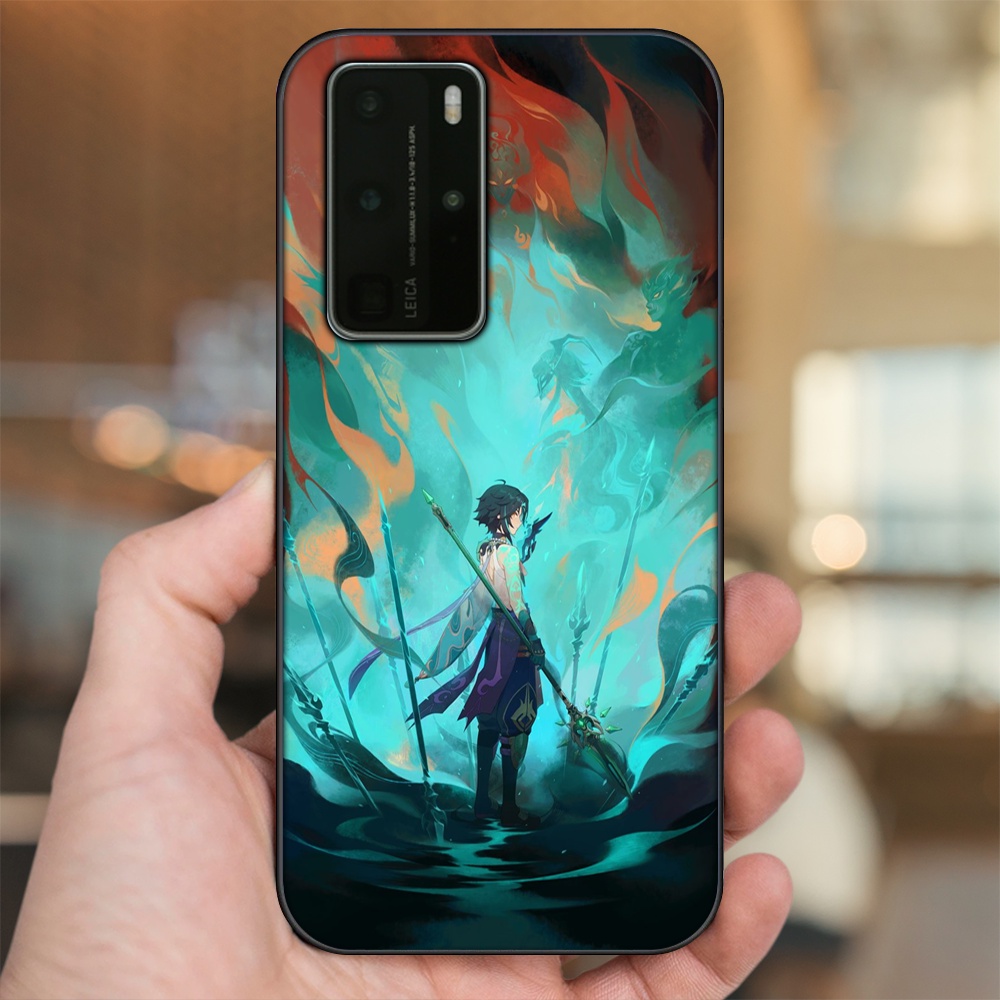 Ốp lưng Huawei P40 Pro viền đen in hình Xiao Genshin Impact