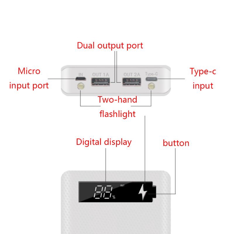 Vỏ Pin Dự Phòng Wili 10x18650 Có Màn Hình Lcd