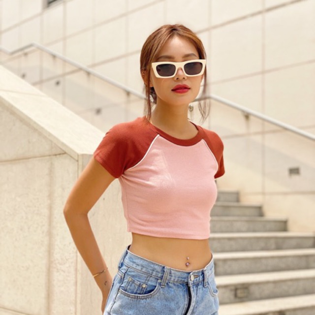 Áo Croptop Raglan Basic ( Ảnh Thật )