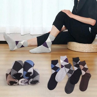 Combo 5 đôi tất len lông cừu họa tiết -tất nam lông cừu