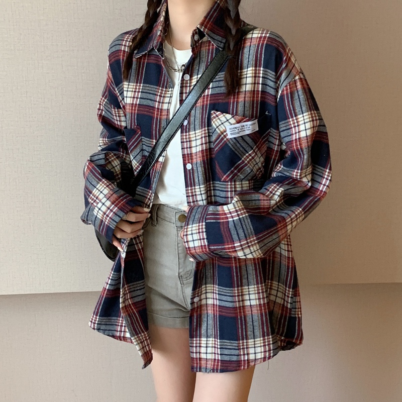 Áo Sơ Mi Tay Dài Form Rộng Họa Tiết Sọc Theo Phong Cách Retro Dễ Phối Đồ