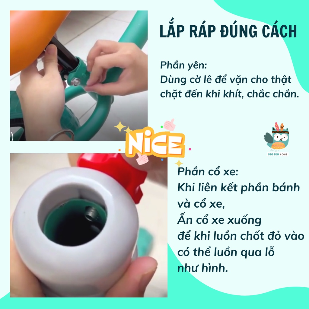 Xe Chòi Chân Thăng Bằng cho bé 2 đến 6 tuổi Khung thép chắc chắn, Có thể điều chỉnh chiều cao của yên xe và tay lái