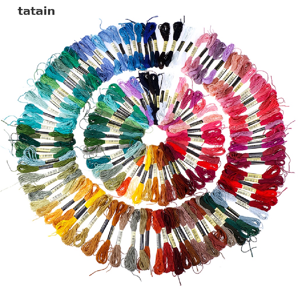 [TAT] 100pcs Multi Colors Cross Stitch Cotton Embroidery Thread Floss Sewing Skeins CVX