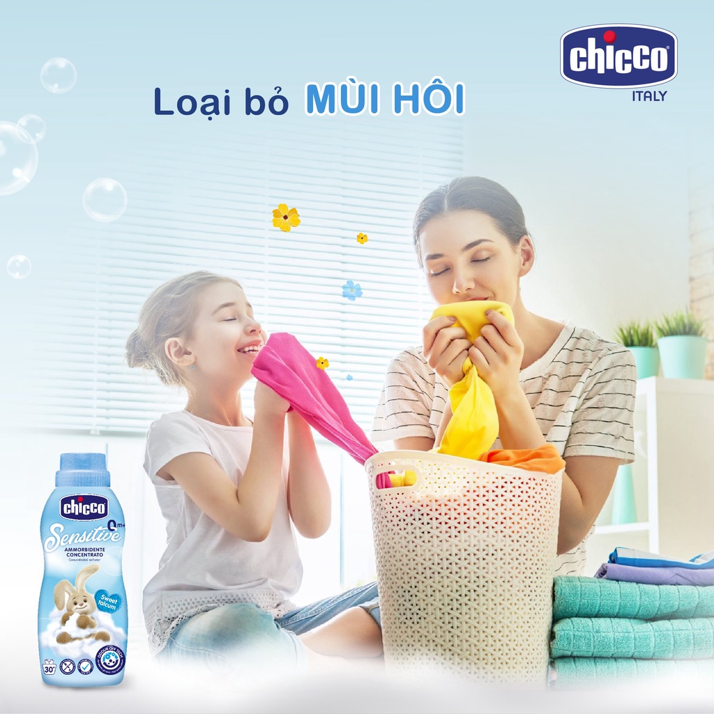 NƯỚC GIẶT, XẢ CHICCO 0M+ KHÁNG KHUẨN CHO DA NHẠY CẢM  CHO BÉ