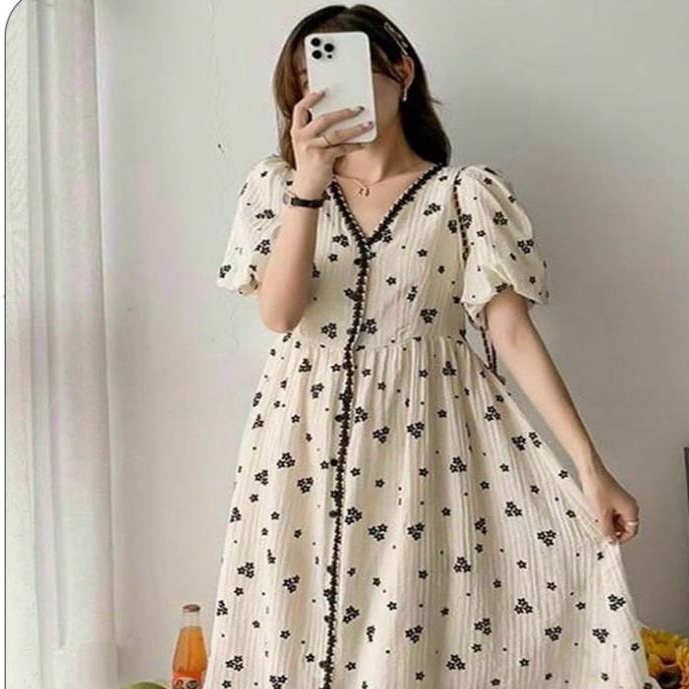 VÁY BẦU MÙA HÈ ĐẸP - ĐẦM BẦU CÔNG SỞ, THIẾT KẾ DÁNG XUÔNG CỘC TAY TRẮNG HOA NHÍ XINH XẮN, MẶC ĐI LÀM, CHƠI, DỰ TIÊC V-40