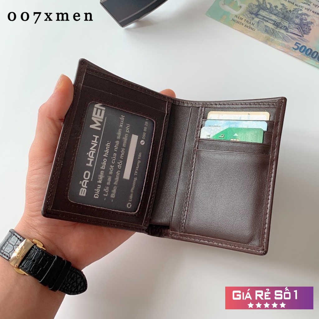 Ví Nam Da Bò Thật Dáng Đứng Ngang - Bóp Nam Cao Cấp BH 12 tháng 07xmen