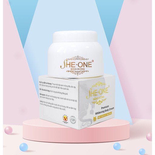 KEM DƯỠNG THỂ SHE ONE - Premium Whitening Body Cream CẤP NƯỚC GIỮ ẨM CHO DA -TẶNG KÈM 01 XÀ PHÒNG CÁM GẠO THÁI LAN