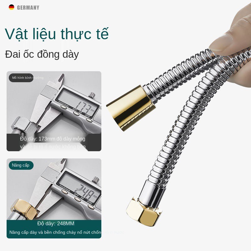 Vòi tắm 1,5m 2m nóng và lạnh Ống phun nước bằng thép không gỉ Máy mưa phụ kiện chung