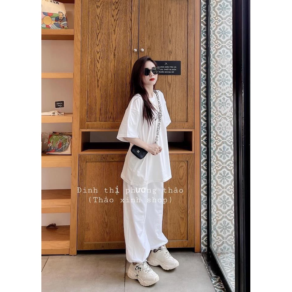 [Mã FAMAYWA2 giảm 10K đơn 50K] Bộ Quần Jogger Áo Phông SLY Trắng 🦋 Set Quần Nỉ Kèm Áo Phông In Chữ Tay Lỡ Dáng Rộng 🦋 | BigBuy360 - bigbuy360.vn