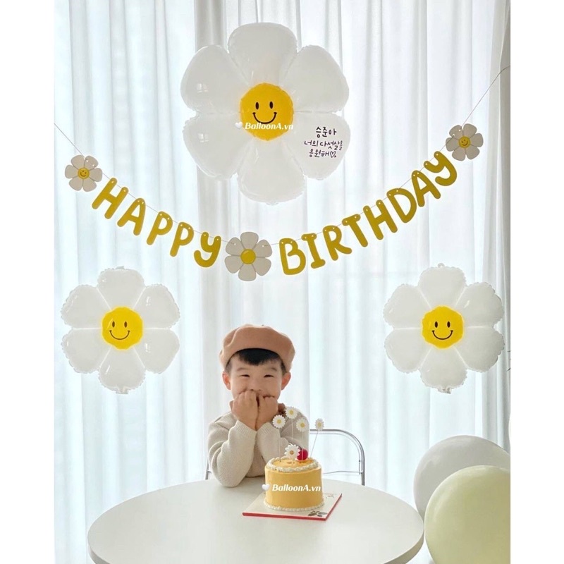 Sét Bóng happy birthday Sinh Nhật Hình Hoa Cúc Phong Cách Hàn Quốc