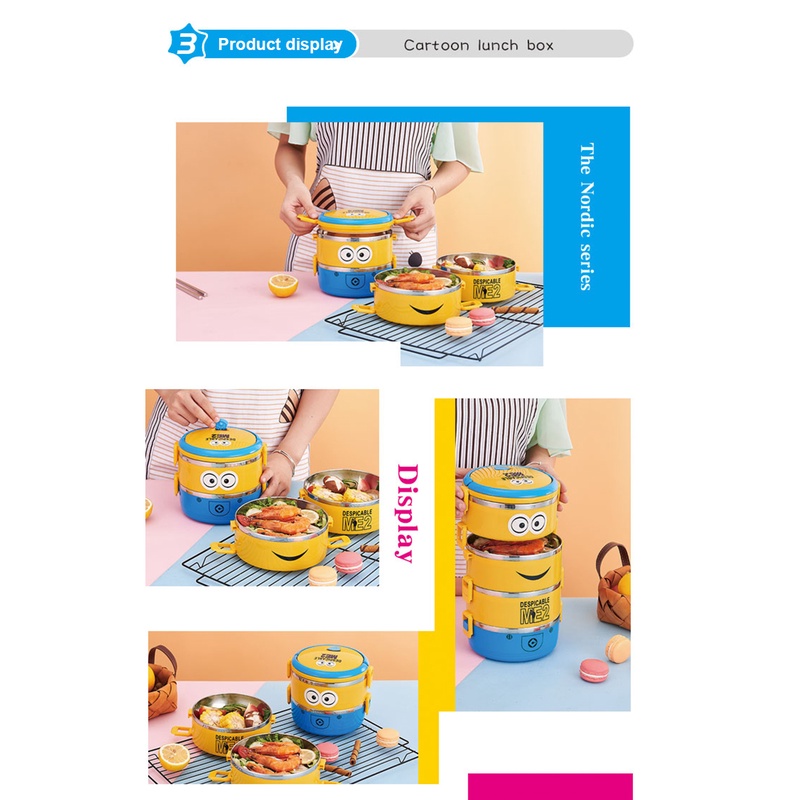 Hộp cơm cách nhiệt 1/2/3/4 lớp bằng thép không gỉ hoạt hình dễ thương Hộp cơm kín chống rò rỉ và chống bỏng -Rosser2