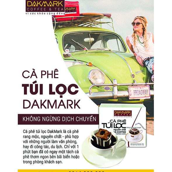 Cà phê túi lọc DakMark, nguyên chất, hòa quyện Arabica và Robusta (hộp 5 gói x 18g) | BigBuy360 - bigbuy360.vn
