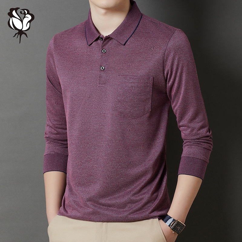 Áo thun polo tay dài màu trơn thời trang thu đông cho nam | BigBuy360 - bigbuy360.vn