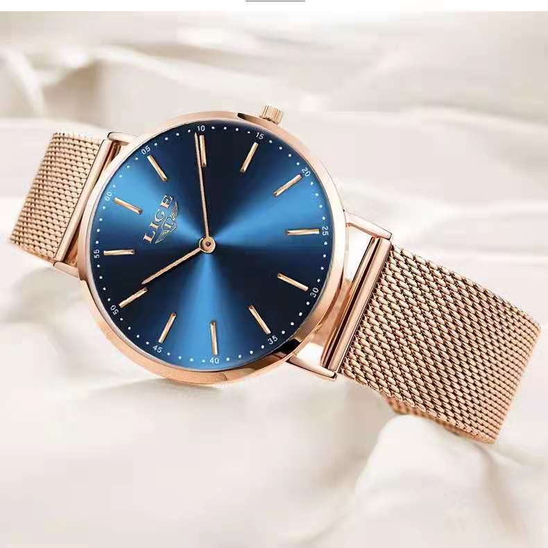 Đồng hồ nữ LIGE thạch anh chính hãng dây đeo bằng thép không gỉ chất lượng cao thời trang và đẹp