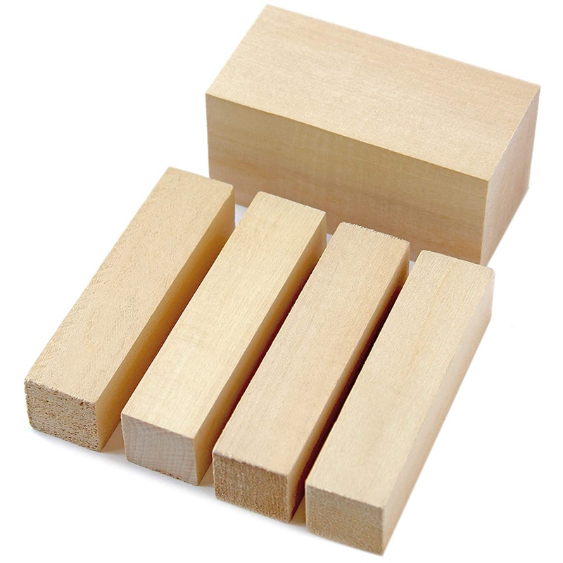 Bộ 5 Khối Gỗ Màu Trắng Dùng Điêu Khắc