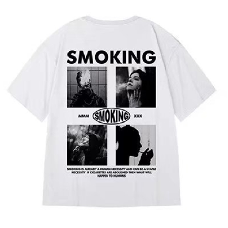 Áo Thun Tay Ngắn Dáng Rộng In Chữ Phong Cách Hồng Kông Thời Trang Mùa Hè Cho Nam Và Nữ Size M-8XL