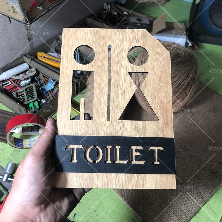 Bảng gỗ toilet trang trí decor cửa nhà vệ sinh chỉ dẫn cho khách hàng [TRANH TREO CÔNG TY]