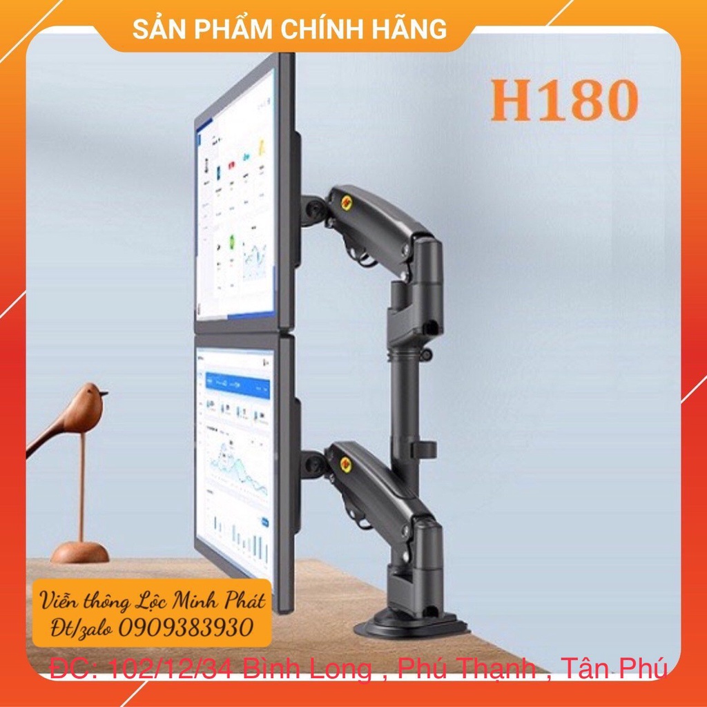 Giá Treo 2 Màn Hình NB-H180 22-32 Inch New 2021 Gắn Bàn Xoay 360 Độ