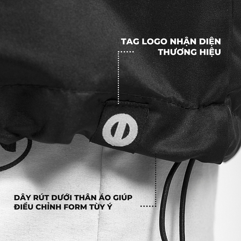 Áo khoác dù local brand có mũ ONTOP màu đen form rộng 2 lớp dây rút Worldwide | O13-AK2