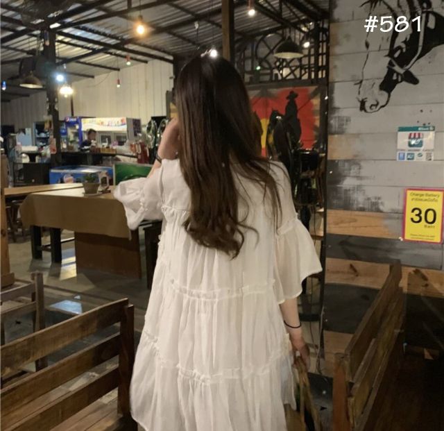 Đầm babydoll trắng tiểu thư (có ảnh thật) | BigBuy360 - bigbuy360.vn