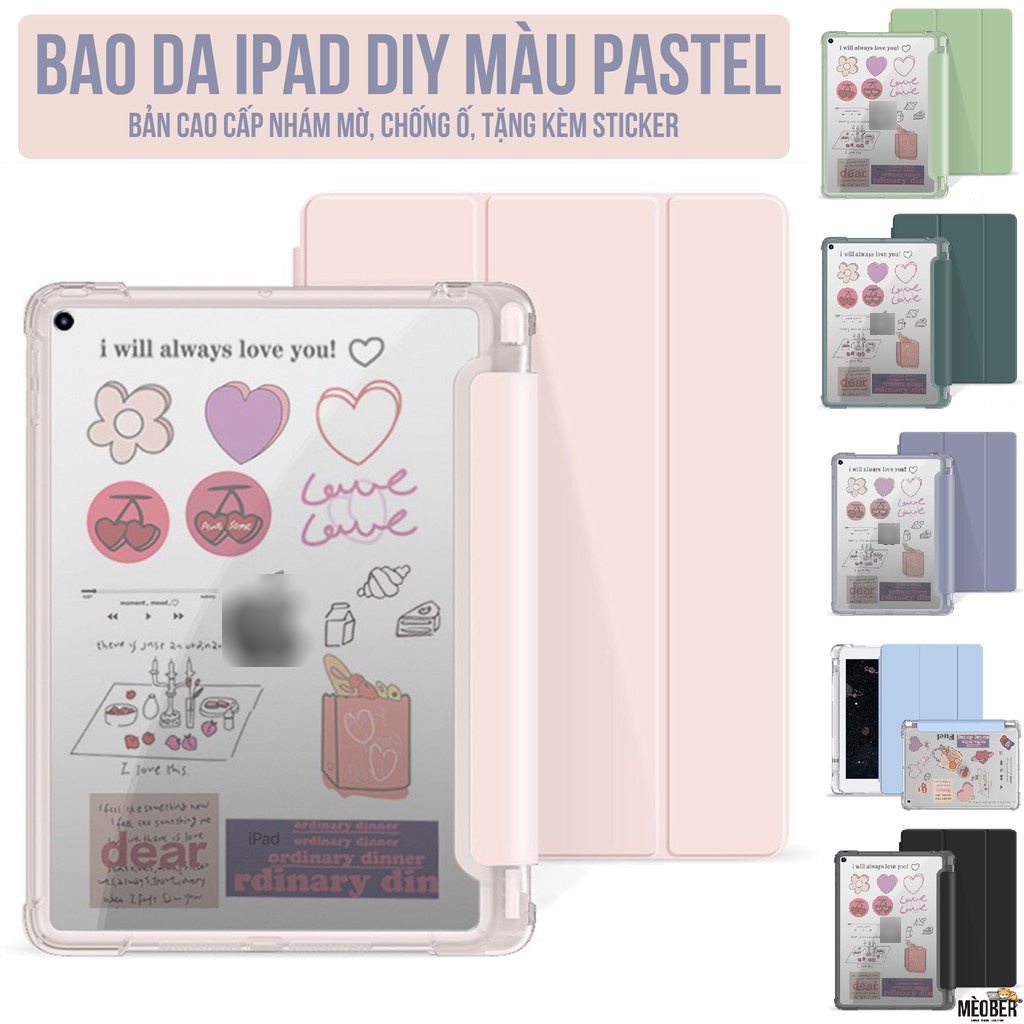 Bao da case iPad màu pastel tối giản, nhám mờ & chống ố. Cover iPad Gen 5 6 7 8, Mini, Air 4 3, Pro 11 12.9