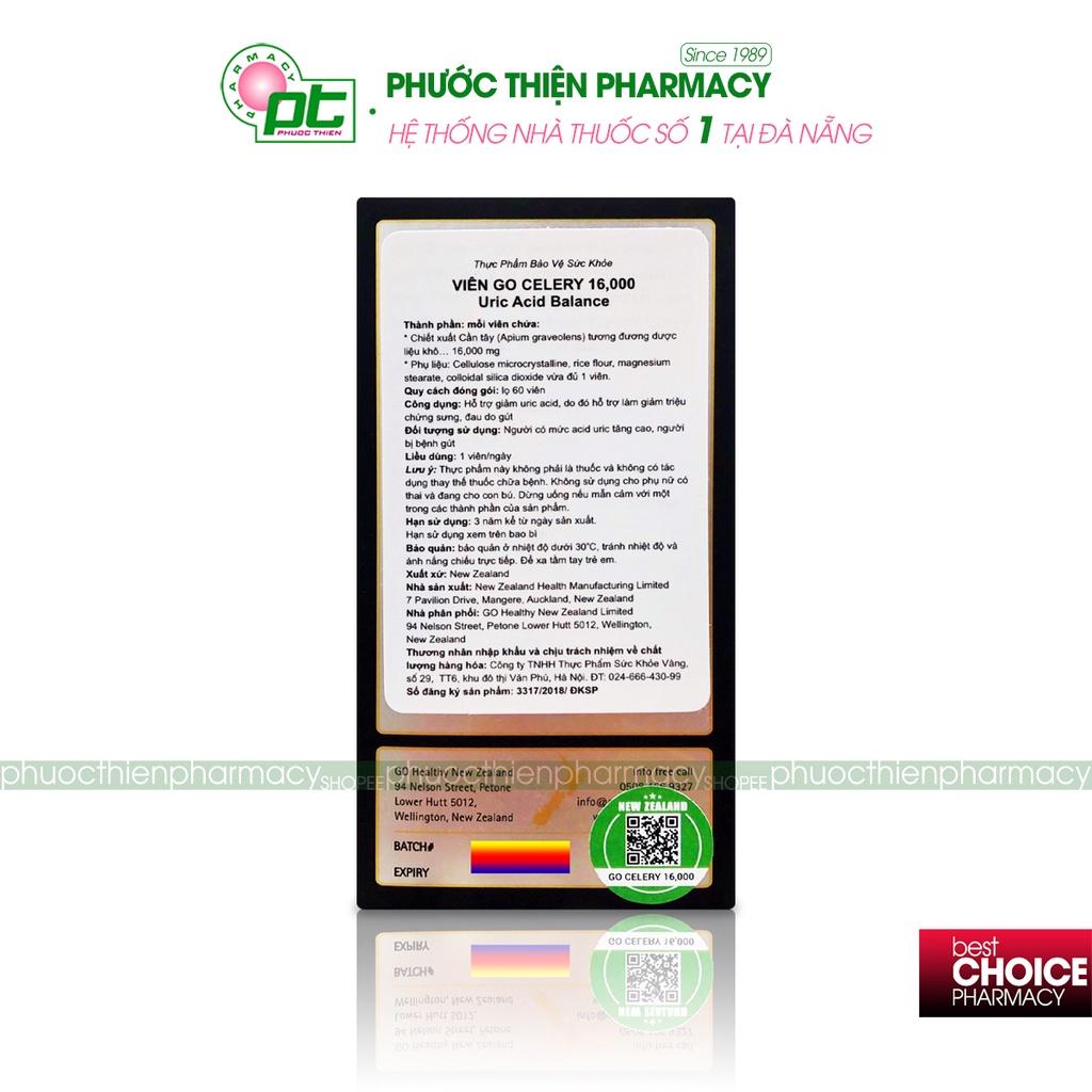 Viên uống hỗ trợ bệnh gout GO Healthy GO CELERY 16000 New Zealand lọ 60 viên axit uric giảm acid uric, biến chứng gút