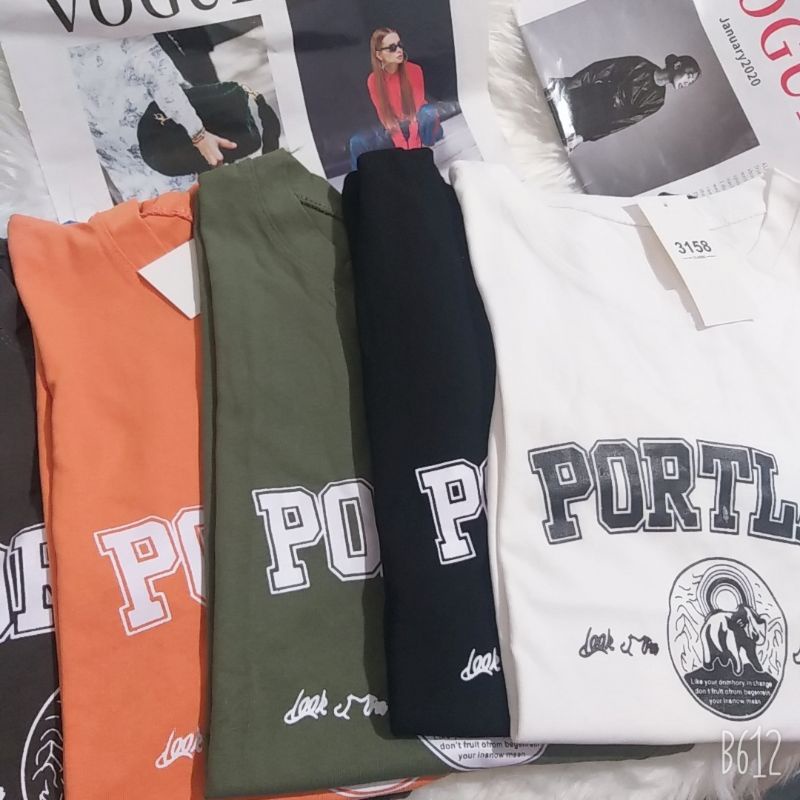 Áo phông 3158,áo thun tay lỡ from rộng chất cottong in hình PORTLAN