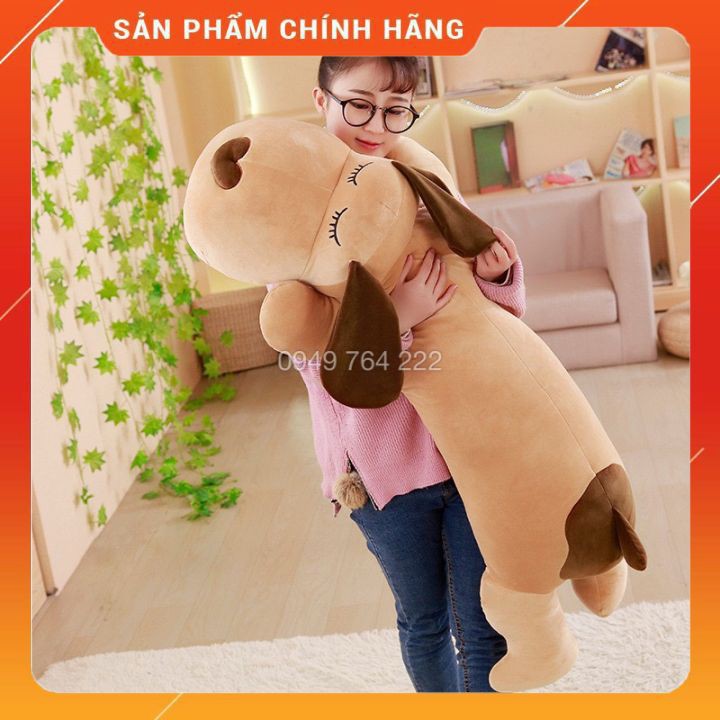 Chó Bông Gấu Bông Chó Nâu Mũi Tim Mềm Mịn Cao Cấp - Gối Ôm Bông Gòn 3D