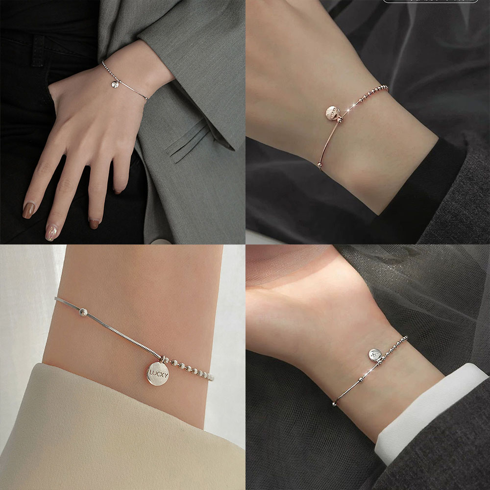 Vòng tay xỏ hạt tròn đơn giản cho nữ