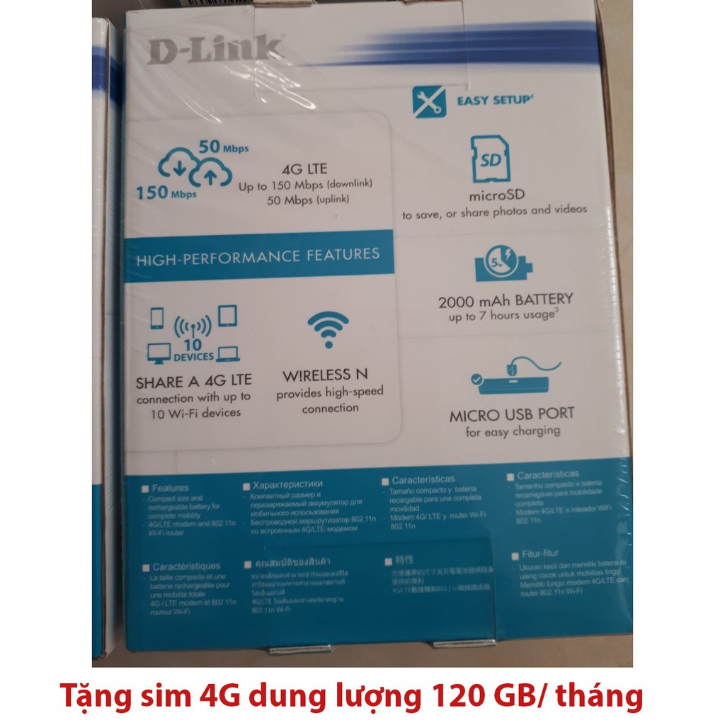 Cục phát Wifi 4G, Cục phát wifi di động, Cục phát wifi 4G D-link 932 chính hãng, tặng sim 4G dung lượng 120 GB, Wifi 4G