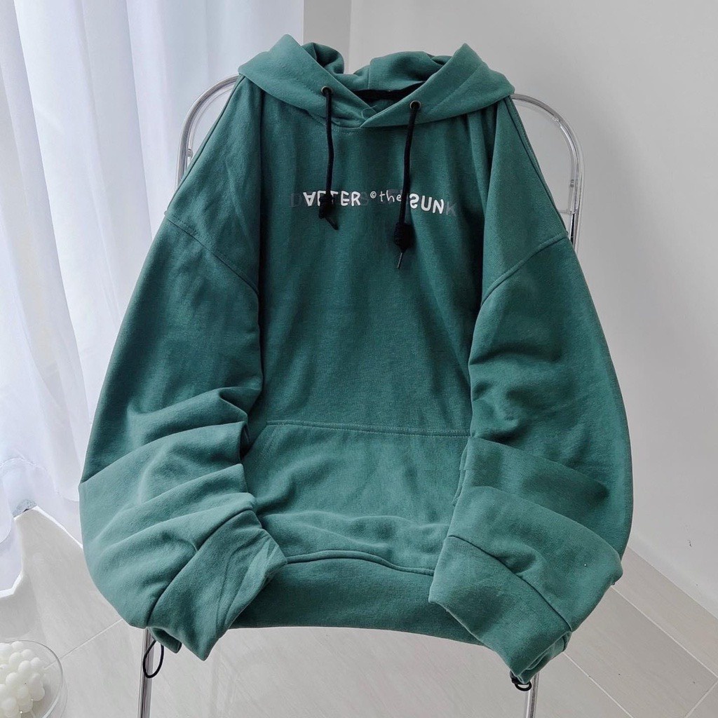 Áo Hoodie After Lưng Chữ JOLIE Unisex  🌸 Nỉ form rộng tay bồng màu XANH | ĐEN mũ 2 lớp kiểu hàn quốc đẹp 🌸